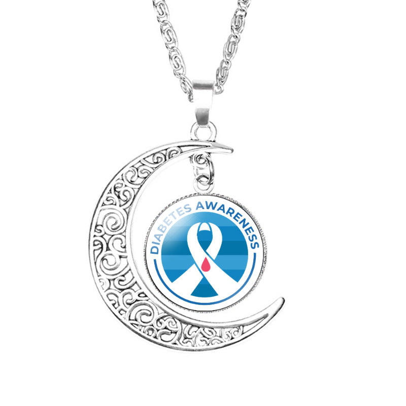 Wholesale Life Star Moon Necklace Medical Signs Diabetic Diabetes Warning Necklace